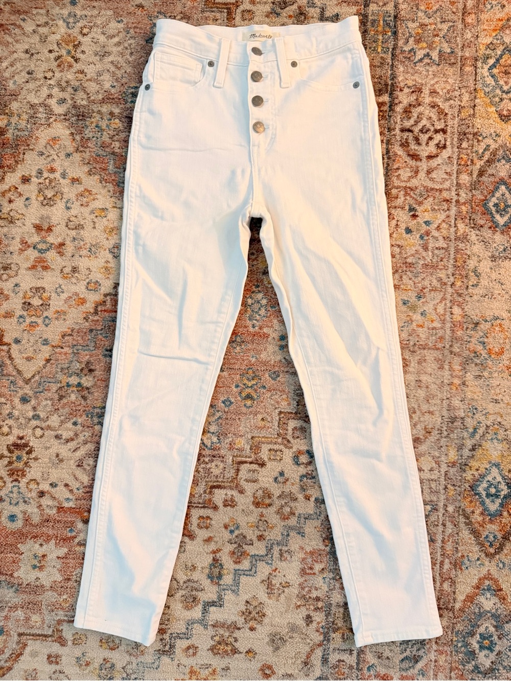 Madewell White High-Rise Skinny Jeans with Button-Fly size 25